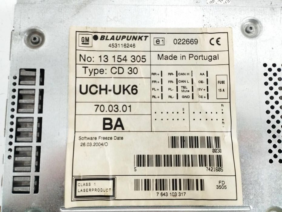 SISTEMA AUDIO / RADIO CD OPEL ASTRA H GTC 2005 -13154305