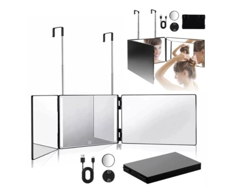 Lustro do makijażu 360° z podświetleniem LED,