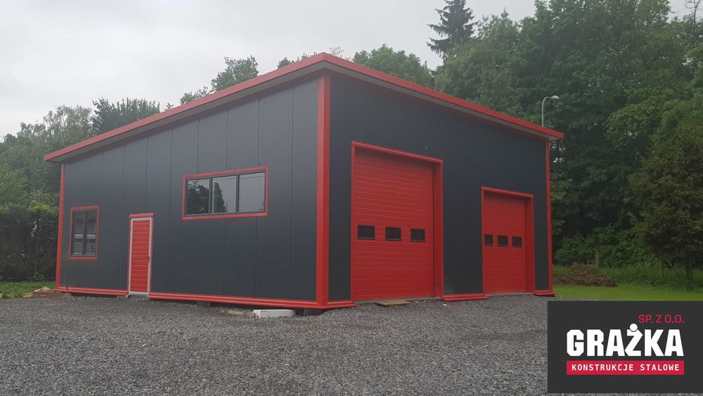 Budynek z płyty warstwowej magazyn garaż konstrukcja stalowa 15x24x5m