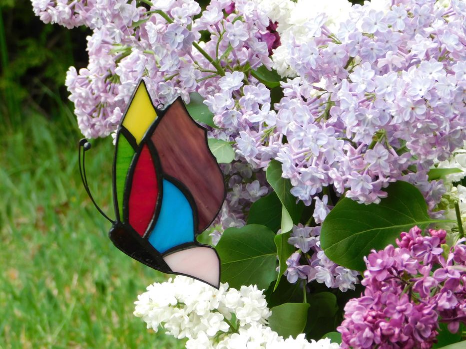 motyl i ptaszek zestaw komplet zawieszki witraż