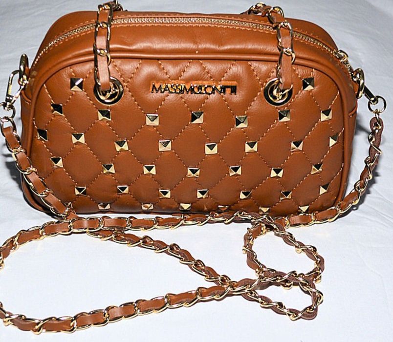 Massimo Contti torebka kuferek skóra naturalnaa