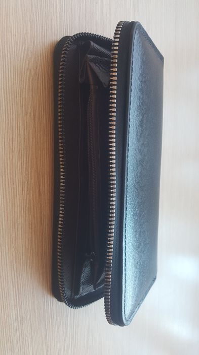 Portfel długi czarny kieszonki suwak duży