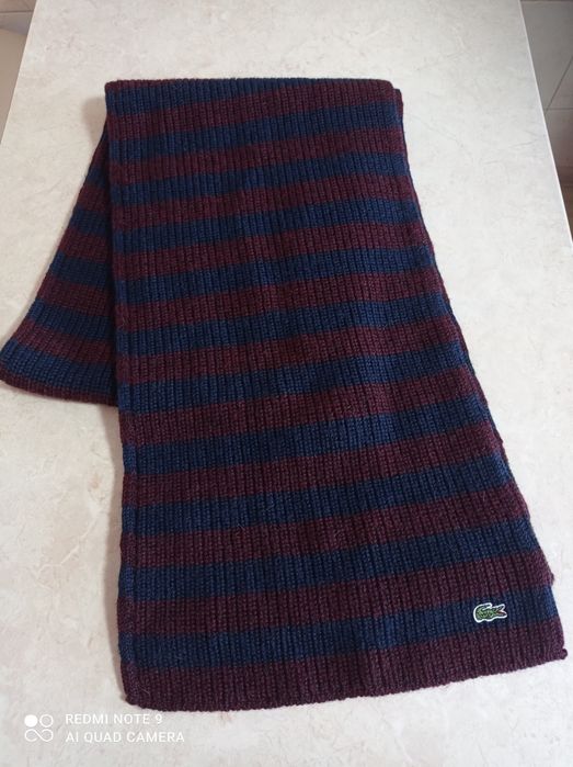 Nowy szal szalik męski Lacoste wełniany wełna