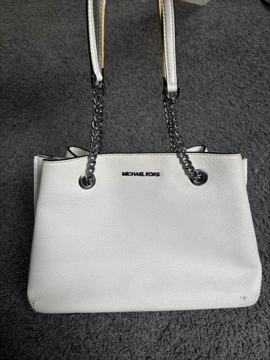 Michael Kors biała ecru torebka na ramię z łańcuszkiem