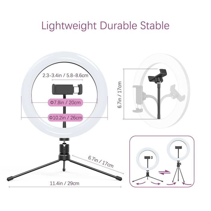 Dodocool DA223W Lampa pierścieniowa statyw uchwyt makijaż LED