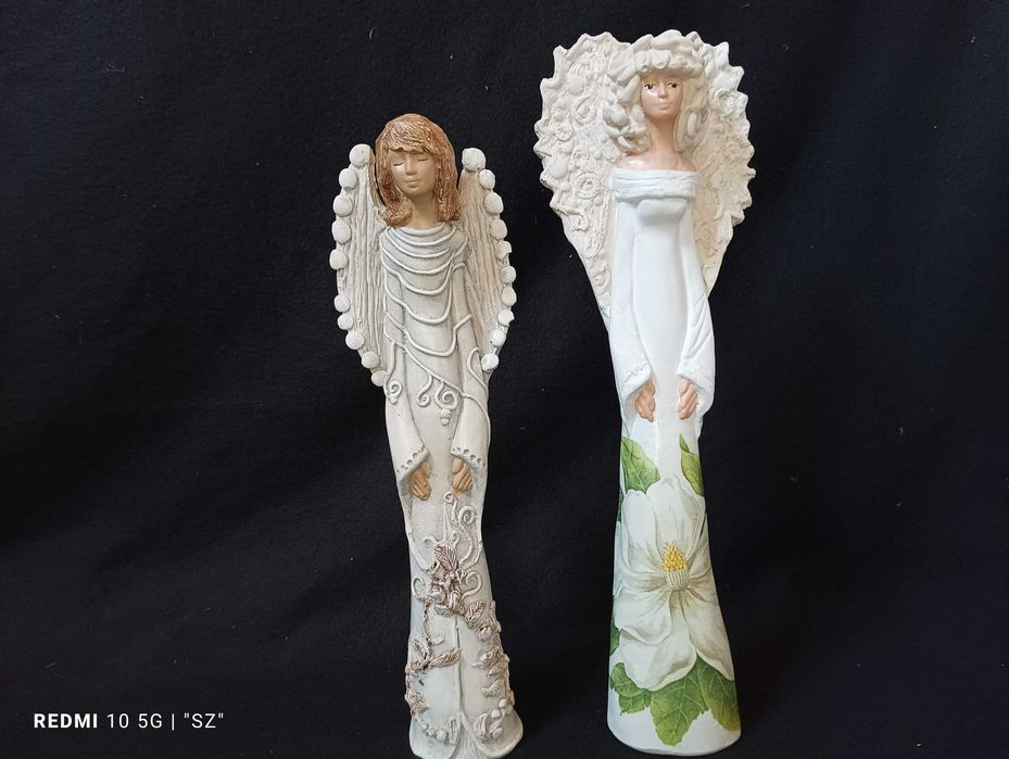 Anioły - aniołki - piękne figurki - 2 sztuki - Hand Made - (1,76 kg)