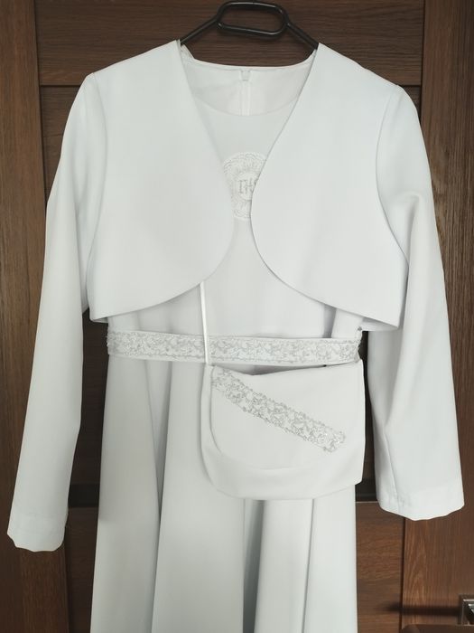 Sukienka komunijna +bolerko + torebka 146-152