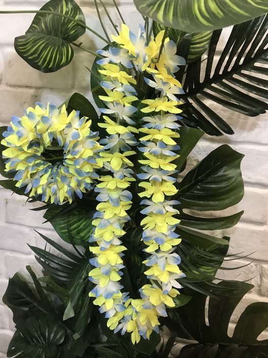 гавайская лея пышная , гавайские бусы, браслет, цветок, гавайская юбка