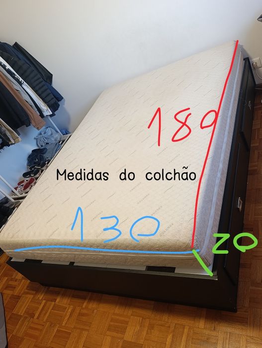Cama Casal c/ 4 Gavetas + Colchão Colunex