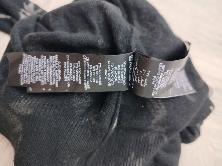 Sweterek wiskozowy damski w ptaszki wełniany sweter w ptaki angora baw