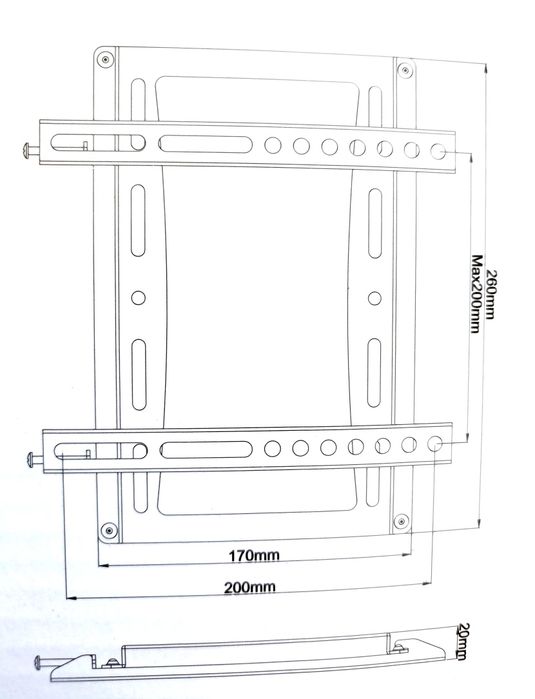 Кронштейн для кріплення телевізора до 50'' на стіну