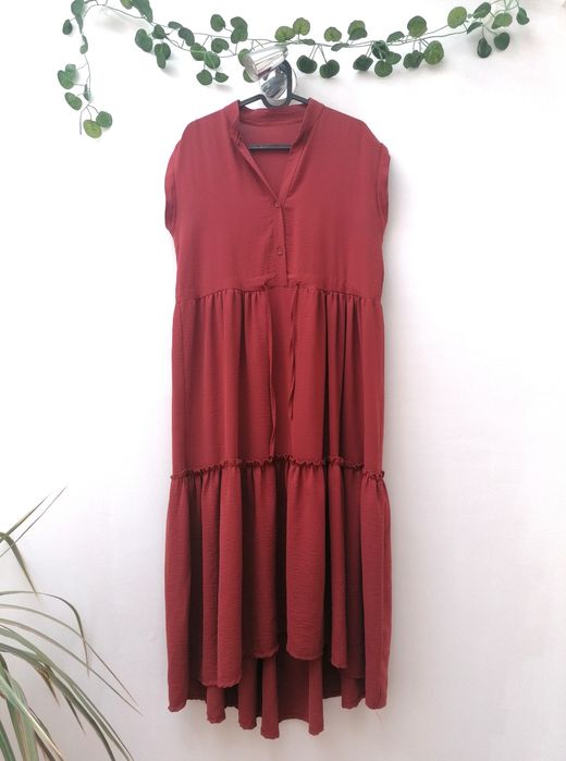 Vestido Midi Cor de Tijolo
