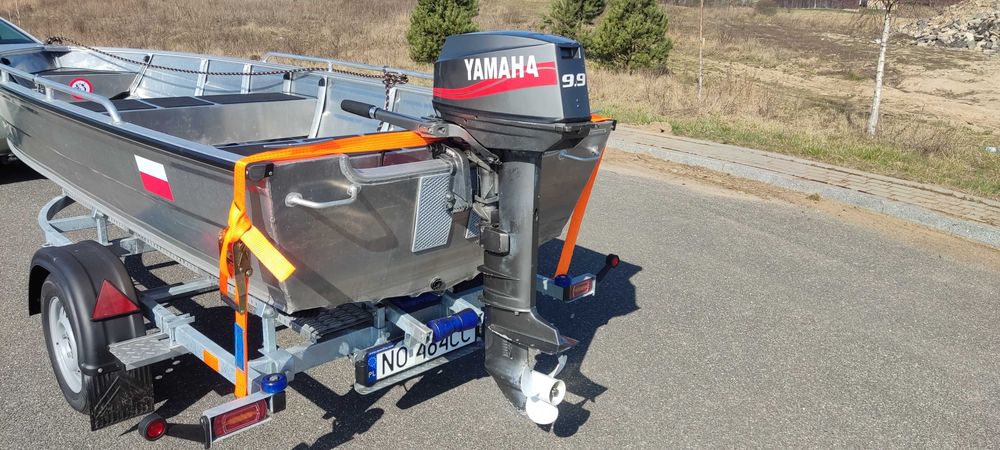 FULL Łódź AluBoat 420 + YAMAHA 25KM 695 2t + Przyczepa podłodziowa