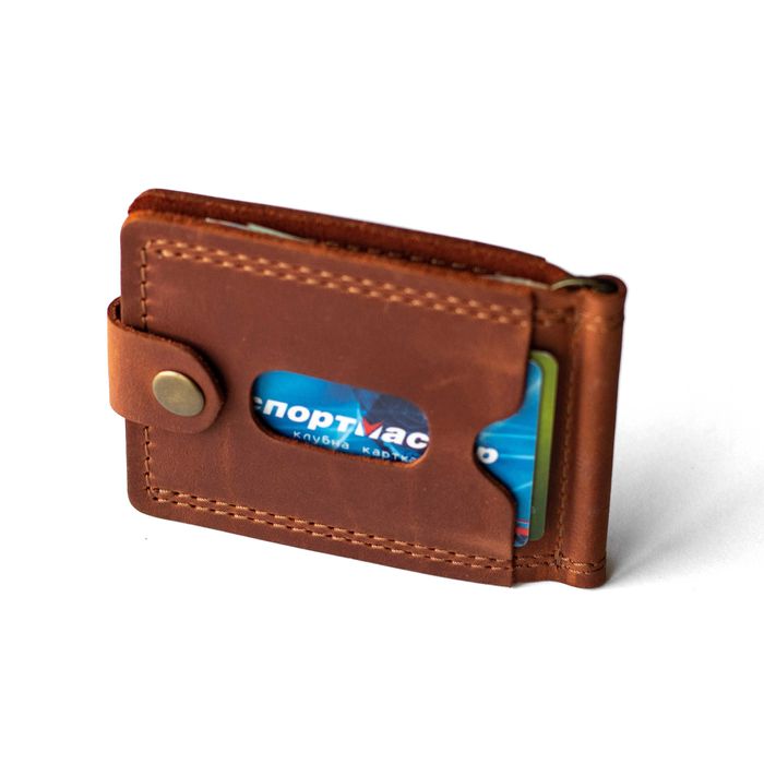 Затискач для грошей із натуральної шкіри Klod коньячний