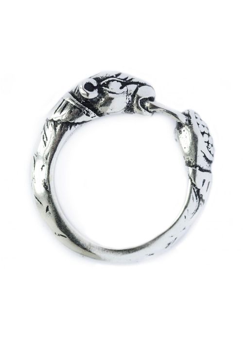 Wikinger Ring Mit Hundekopf Aus Silber, Gr. 18 Bm