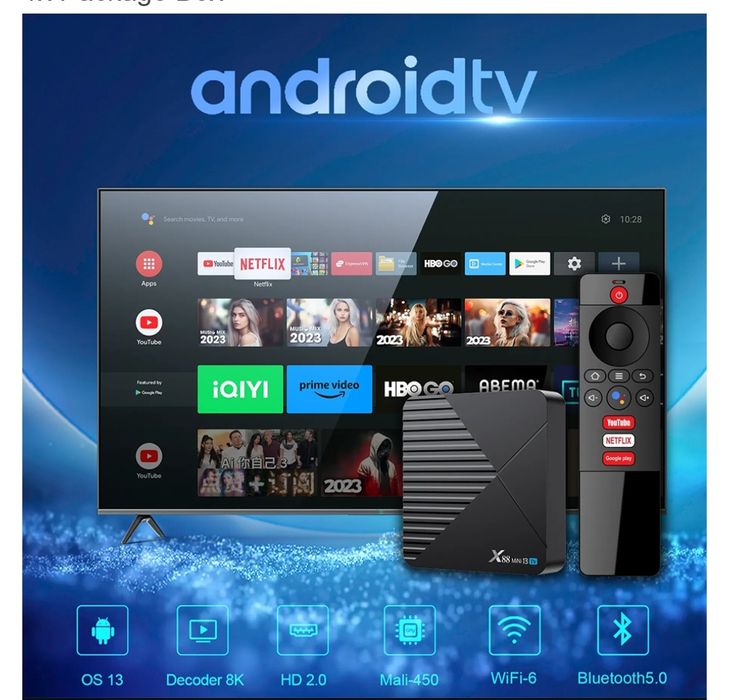 TV box android 13 X88 mini 4/64GB Rk3528 WiFi6 Bluetooth comando voz