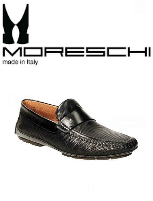 Moreschi мокасини, шкіра з перфорацією, чорні, 42,5 (Baldinini)
