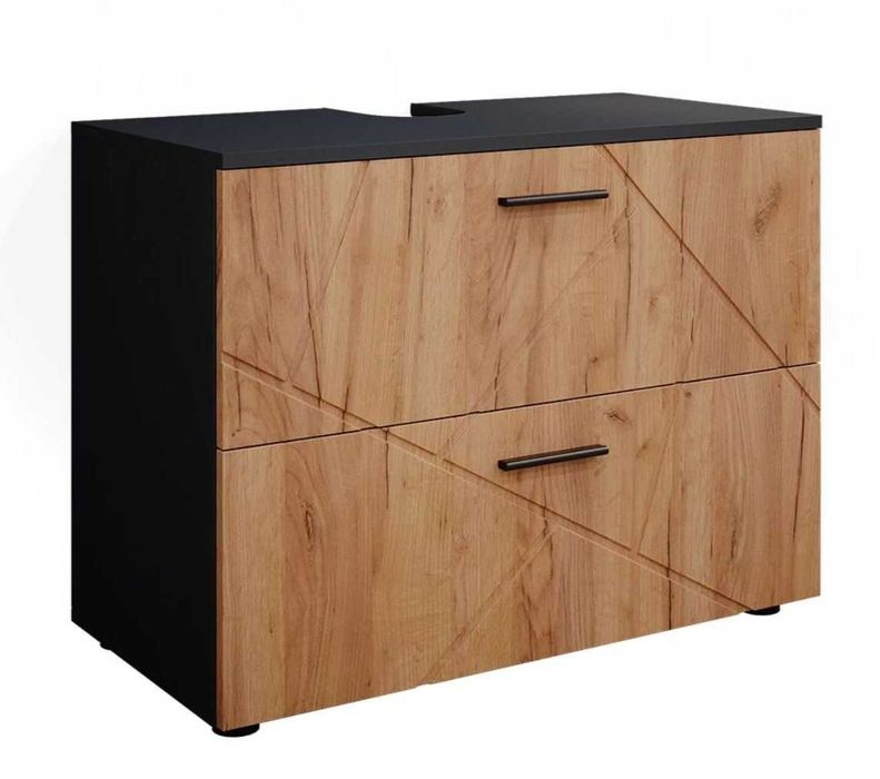 Szafka pod umywalkę z dwiema szufladami  Złoty dąb /antracyt 80  cm