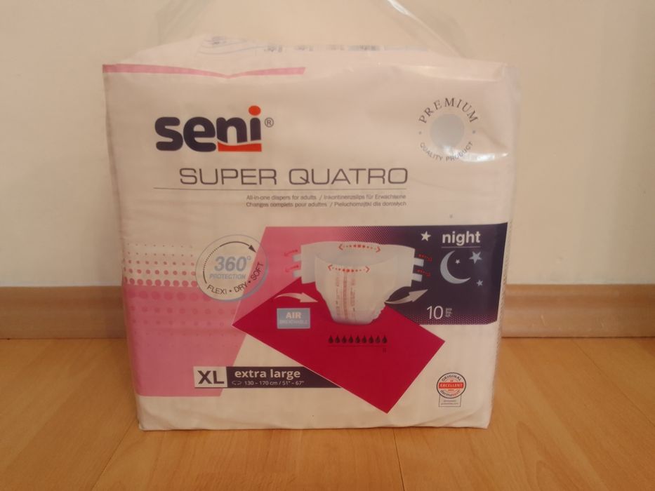 Pieluchomajtki Seni Super Quatro XL Night 7 opakowan