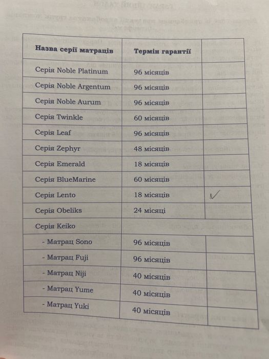Матрас ортопедичний
