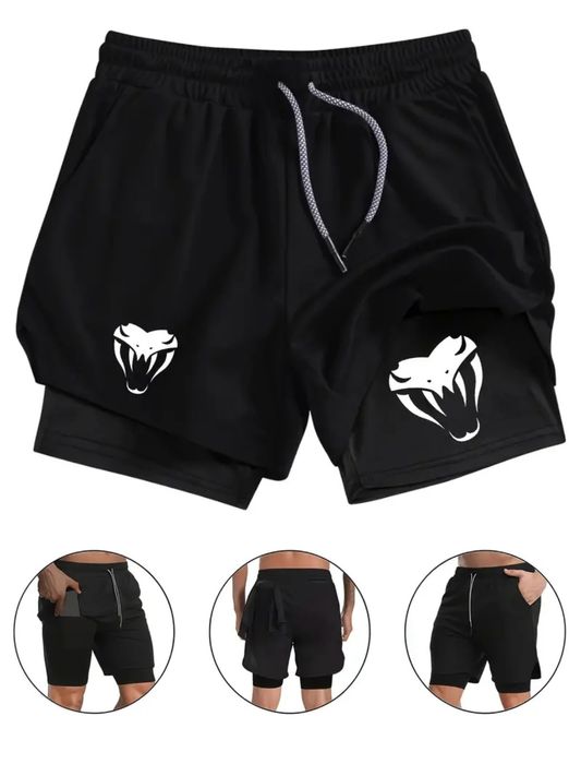 Чоловічі подвійні шорти 2-в-1 для спорту  Venum(з компресією та кишенею для тел)