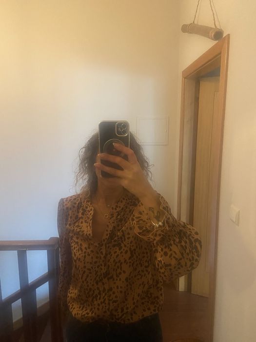Blusa rosa velho com castanho tamanho M