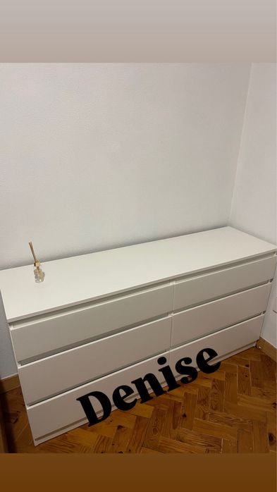 Cómoda c/6 gavetas, branco, 140x72 cm
