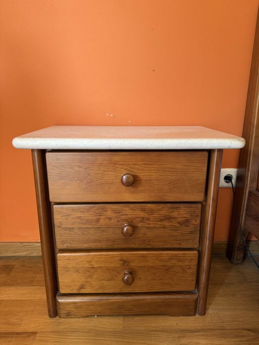 Conjunto mobilia quarto - madeira e marmore