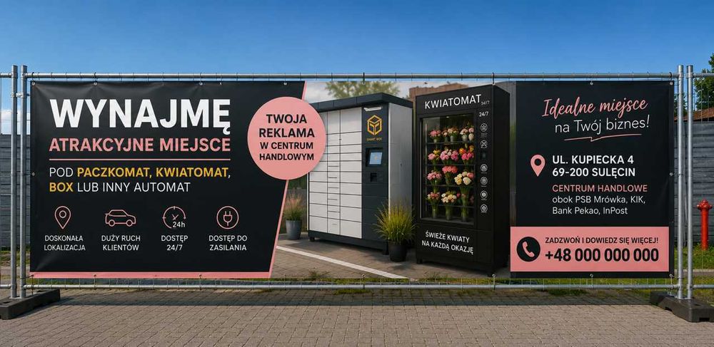 Wynajme miejsce pod paczkomat/kwiatomat/box- Sulęcin centrum handlowe