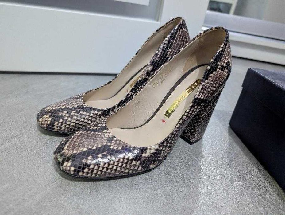 Туфли кожаные, под змеиную кожу