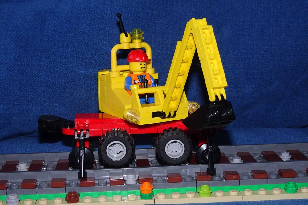 GRATIS wysyłka LEGO Train 9V - 4525 Road and Rail Repair koparka