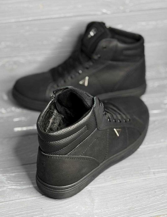 Кожаные зимние мужские коричневые черные ботинки / кеды / кроссовки!!!