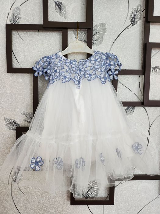 Дитяча сукня біла/блакитна, 80 розмір/1 рік