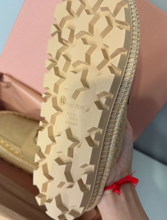 Mule raffia i skóra platformy Miu miu