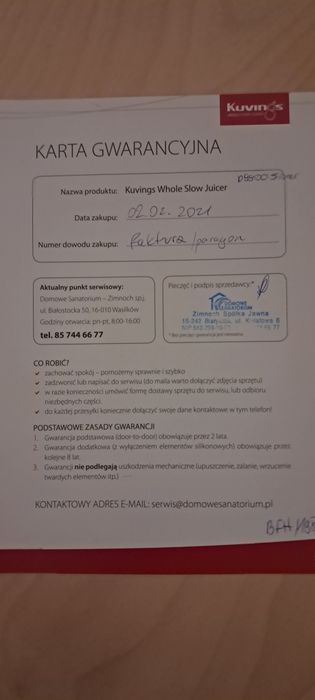 Wyciskarka wolnoobrotowa Kuvings D9900