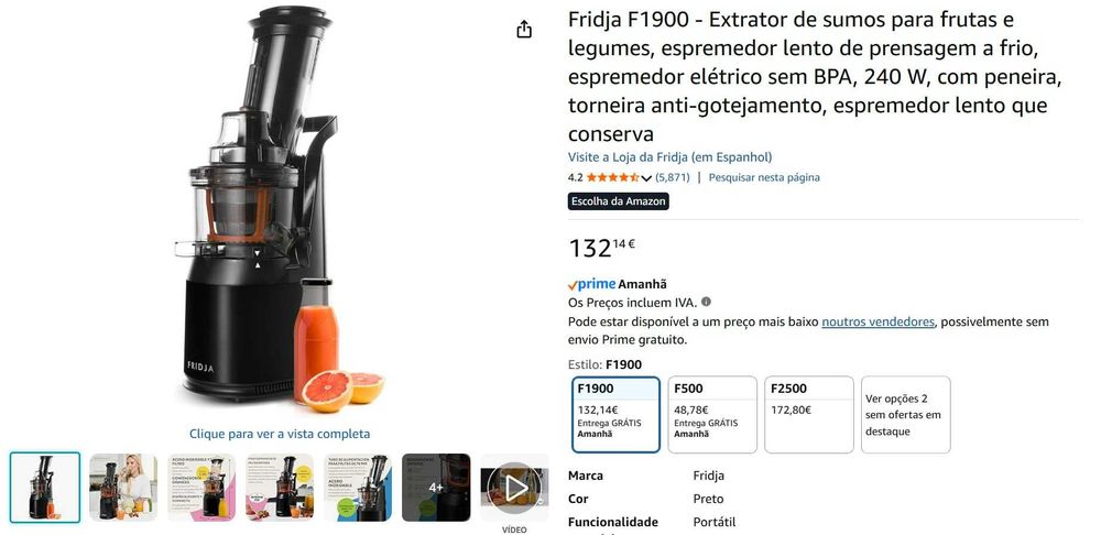 Extrator de sumos para frutas e legumes​ 240 W