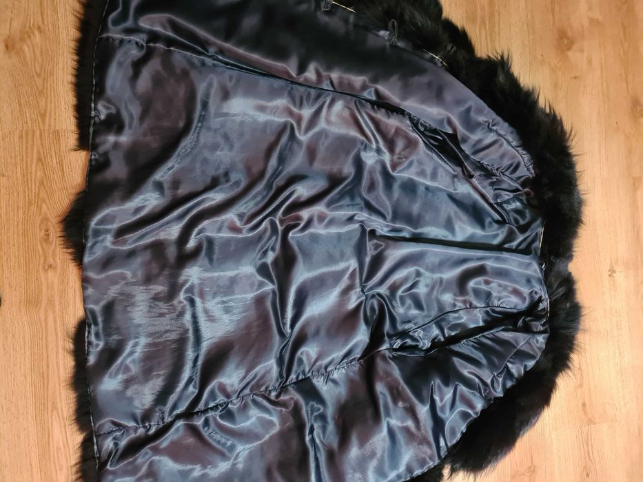 Przepiękne eleganckie futro lis, przeplatane skórą 44 / 46 - XXL / 3XL