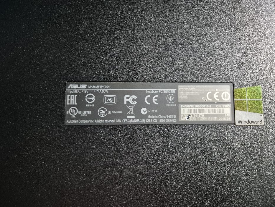 Laptop Asus K751l - Dysk SSD Crucial BX500 1TB CT1000BX500SSD1