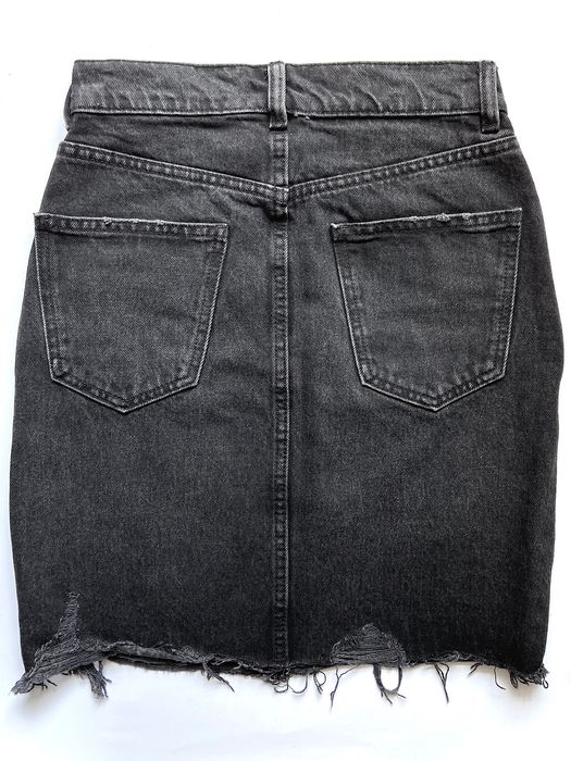 Zara Spódnica Jeansowa Ripped Denim Skirt XS 34 czarna