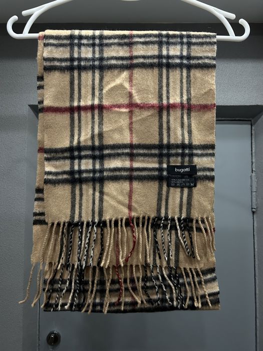 Шарф bugatti шерстяной бежевый в клетку