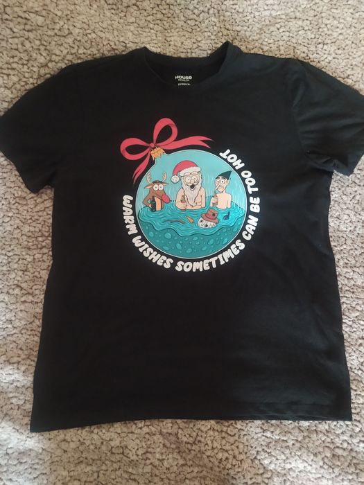T-Shirt męski świąteczny z Mikołajem na wesoło