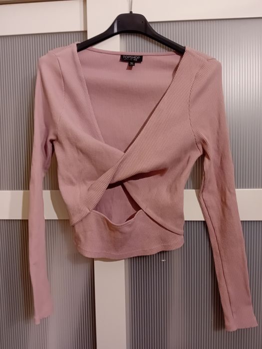 #Cropp top bluzka pudrowy róż wiązana M