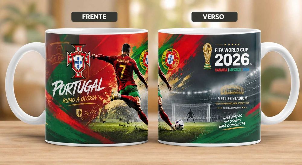 Campanha Canecas para o Mundial para os Fãs de Cristiano Ronaldo e do Stitch , dá para personalizar com a pessoa + oferta na compra de 4 unidades