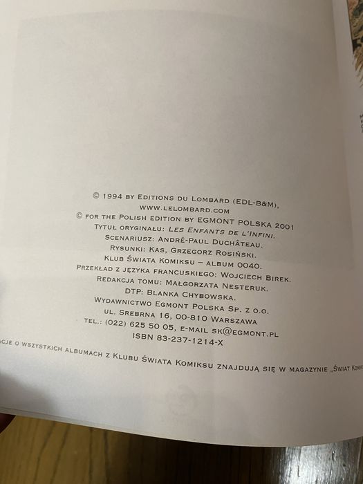 Yans 7 Dzieci Nieskończoności 2001 Egmont - wydanie 1