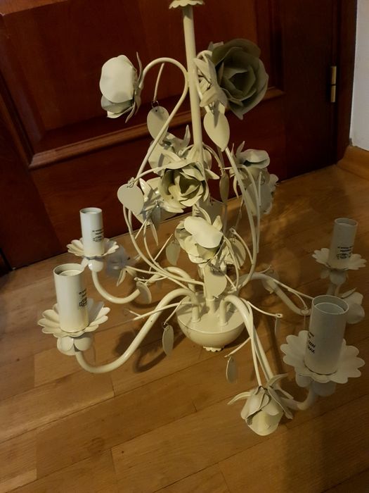 Nowy żyrandol rustykalny lampa wisząca ecru