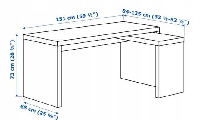 Biurko IKEA / MALM z wysuwanym panelem