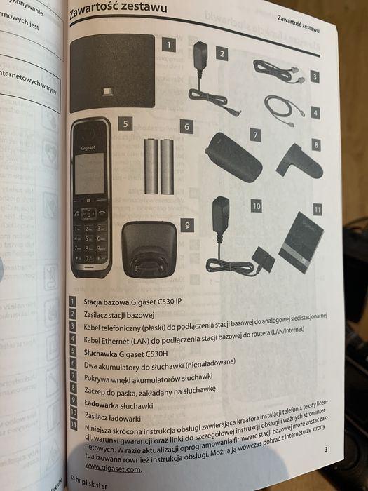 Baza + 2x Telefon stacjonarny bezprzewodowy Gigaset 530 IP internetowy