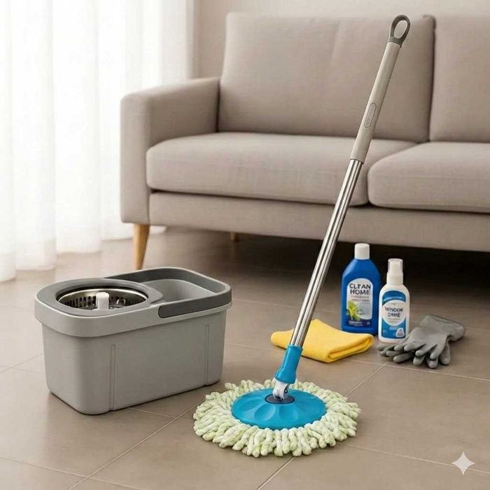 Швабра з автоматичним віджимом і відром 10л + 2 насадки