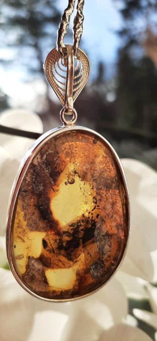 Hit Srebrny wisior z bursztynem wiosenna cena