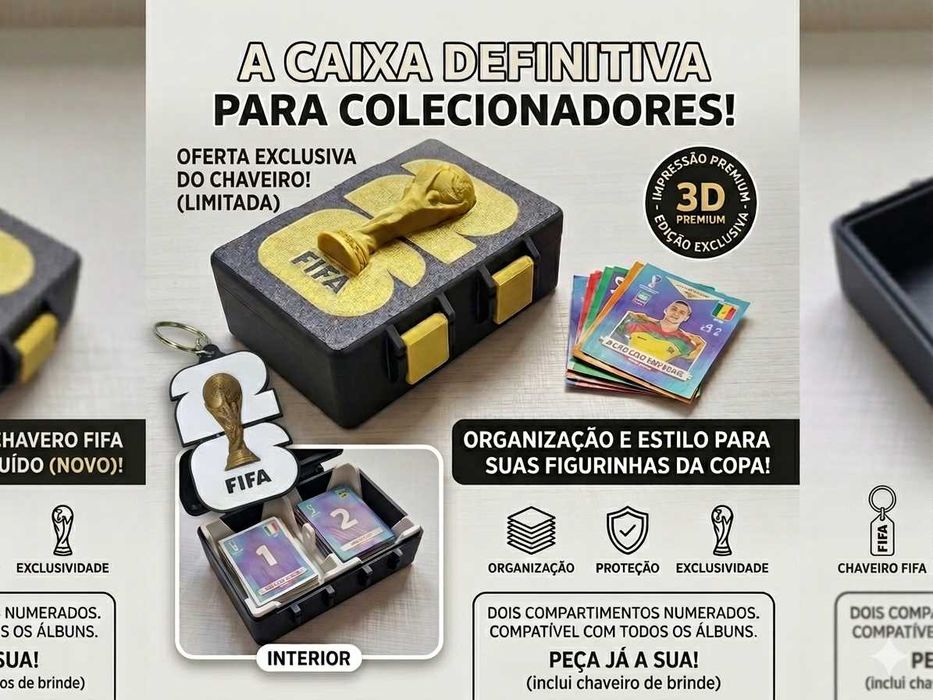 Caixa figurinhas da copa e brinde chaveiro